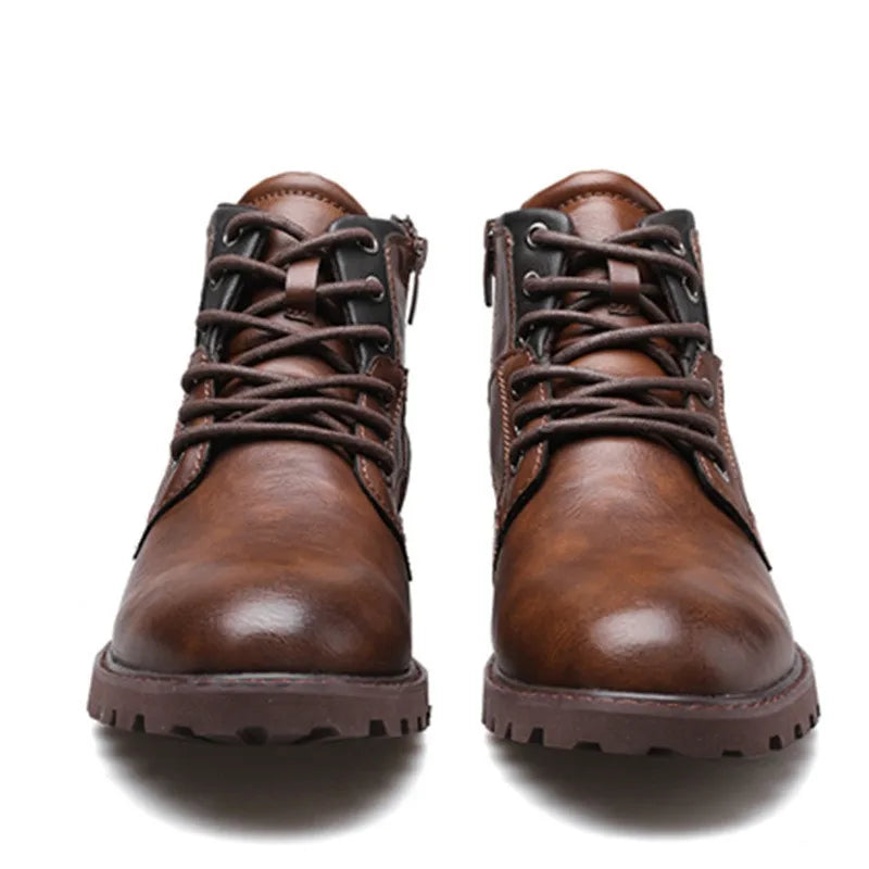 RayZing Men Boots Spring Winter Boot American Style Vintage Fashion Shoes for Man Big Sizes 39-48 Boots With Side Zipper