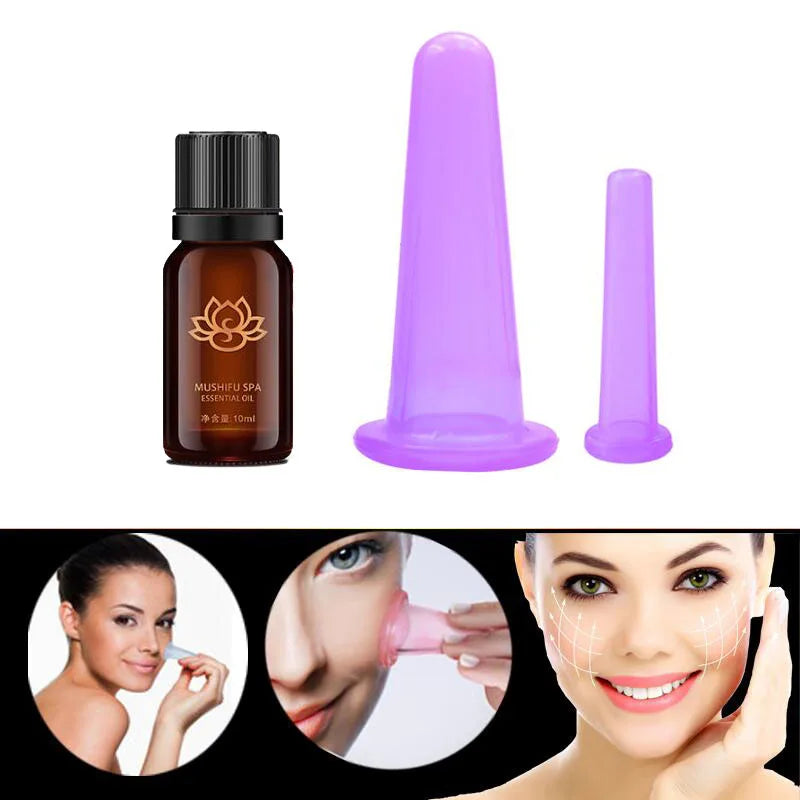 3pcs Silicone Body Facial Massage Set for Face Neck Back Eyes Massage Cans Anti-Cellulite Massager Suction Cup Treatment