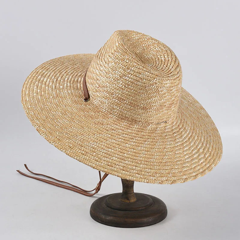 New Belt Strap Straw Sun Hat for Women Fashion Vacation Beach UV Hats WideBrim Panama Hats Outdoor Wholesale