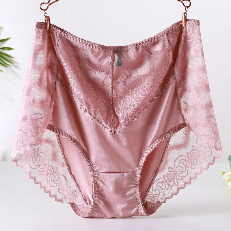 Large Size Women's Underwear Sexy Thin Transparent Lace Modal Underwear High Waist Large Size Underwear
