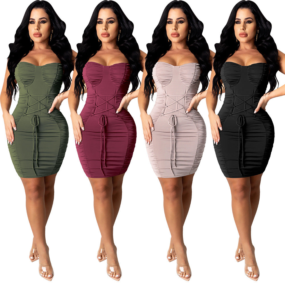 New Fashion Sleeveless Solid Color Slip Dress Party Dresses Women Sexy Ladies Summer Dresses