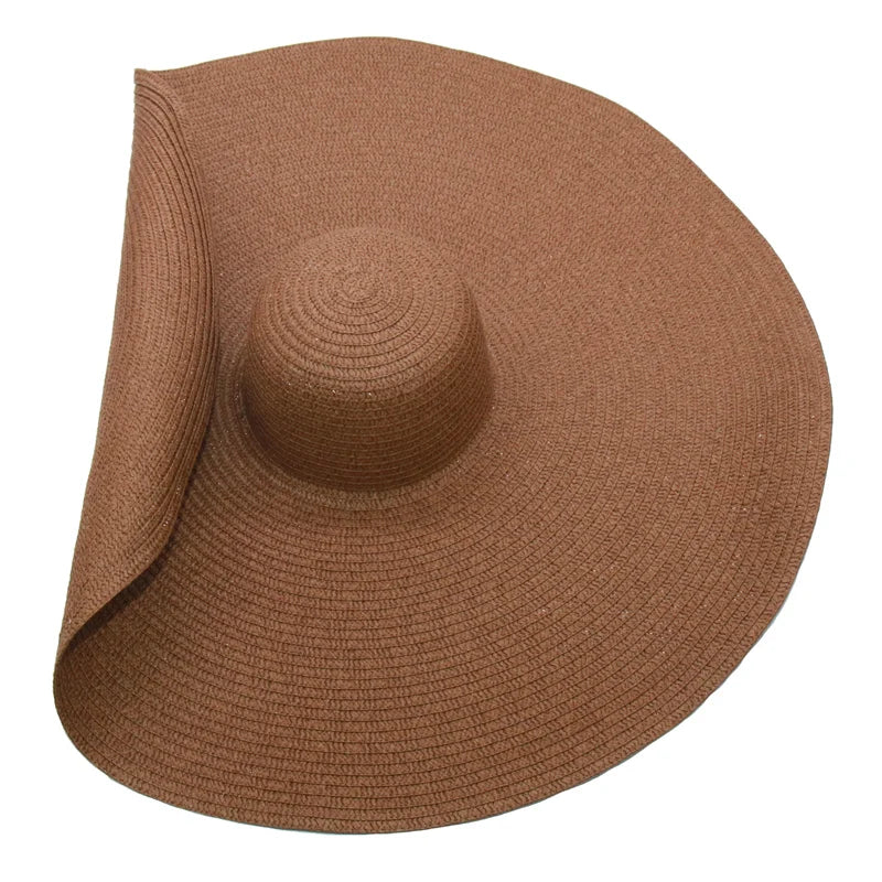 Super Bigger Brim Wide Straw Hats for Women Foldable Paper Beach Hat Summer Sun UV Hats Stage Cap Dropshipping Wholesale