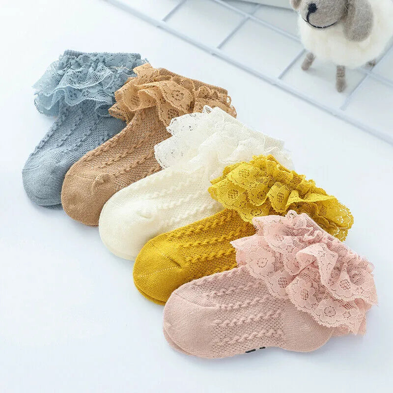Wholesale Baby Lace Ruffle Socks Newborn Cotton Baby Girls Sock Cute Toddler Socks Princess Style Baby Accessories