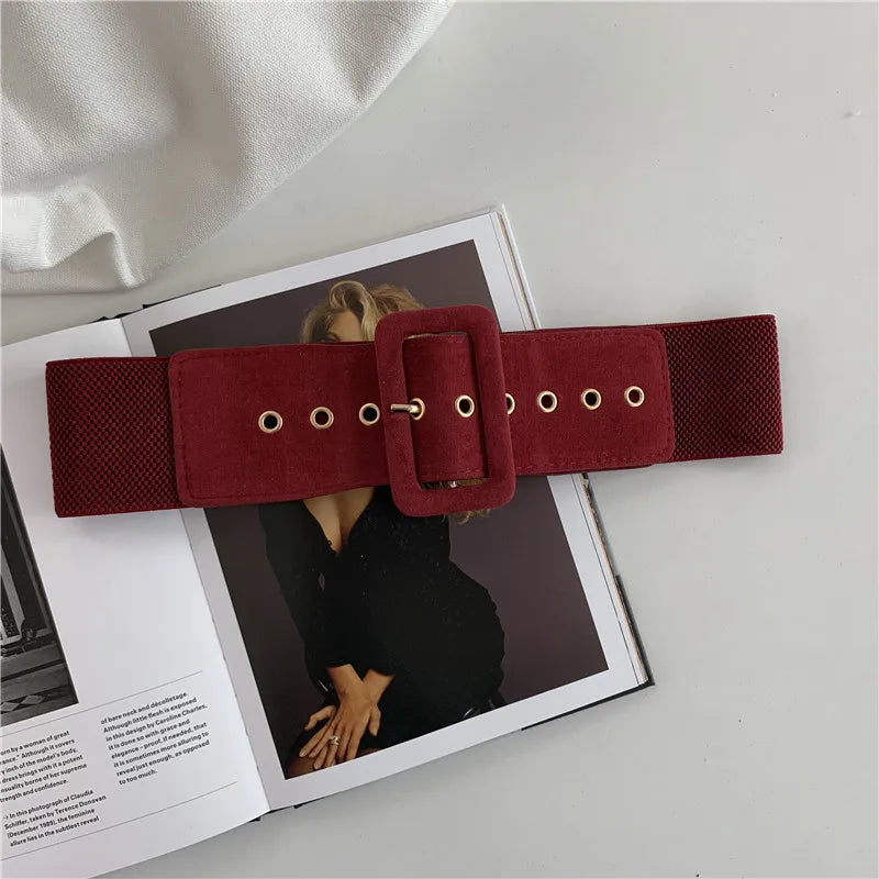 65 Style New Korean Windbreaker Elastic Wide Women Waistband a Variety Alloy Buckle Retro Belt All-Match Dress Women Accessory