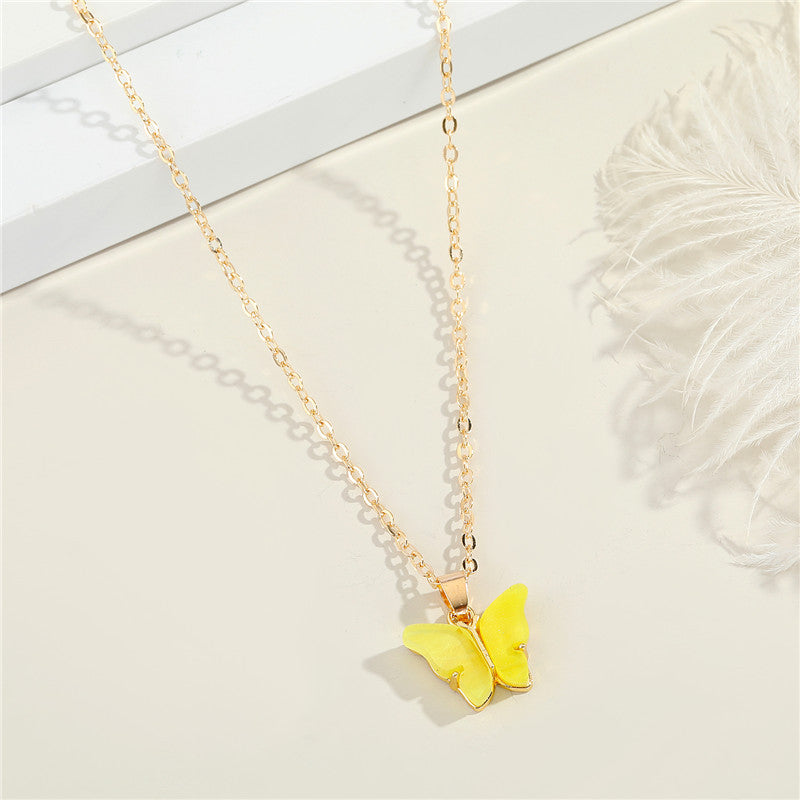 Wholesale Women Fashion Accessories Gold Plated Colorful Girlfriend Gift Butterfly Design Jewelry Women Jewellery Necklace