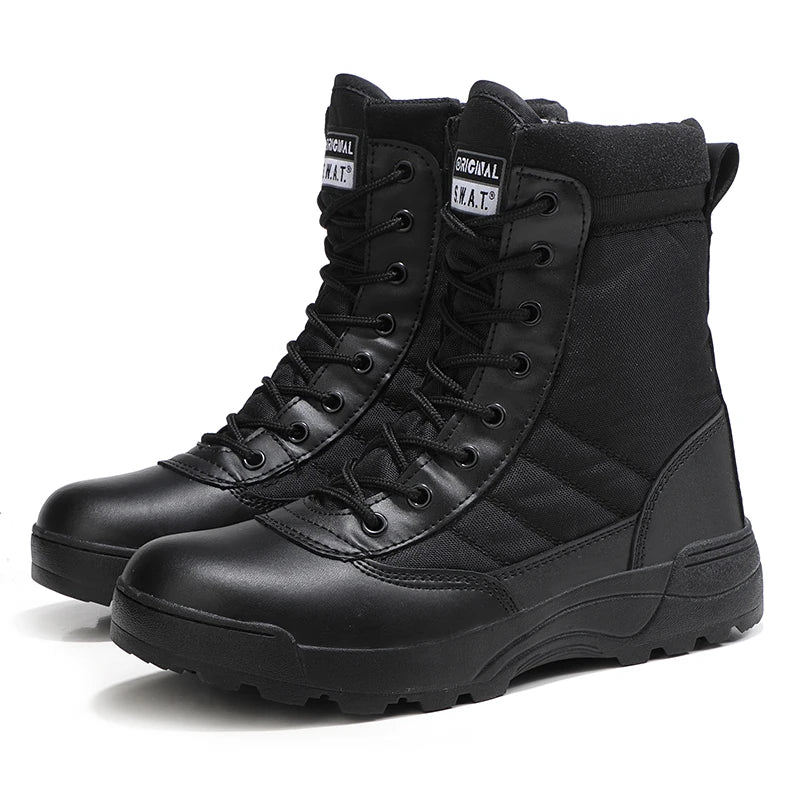 Greatshoes Mens Boots Hunting Boots,Black Leather Boots High Top Boots for Men,Anti-Slip Boots Desert Boots