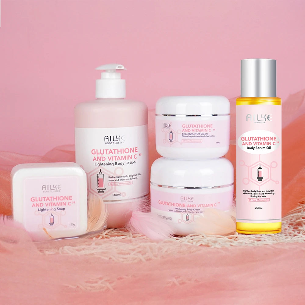Private Label Face Body Care Moisturizer Whitening Cream Serum Lotion Soap Black Skin Women Skin Care Products Set Kit