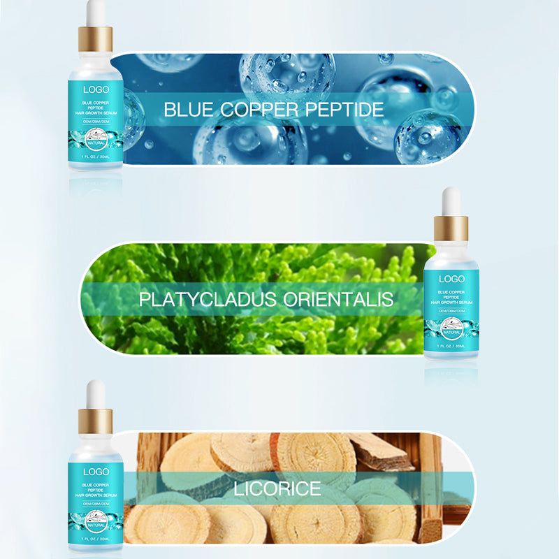 Low MOQ Hair Growth Serum Hair Care Line GHK-CU Blue Copper Peptide Hair Growth Serum Natural