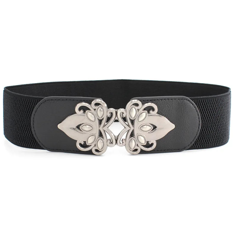 65 Style New Korean Windbreaker Elastic Wide Women Waistband a Variety Alloy Buckle Retro Belt All-Match Dress Women Accessory