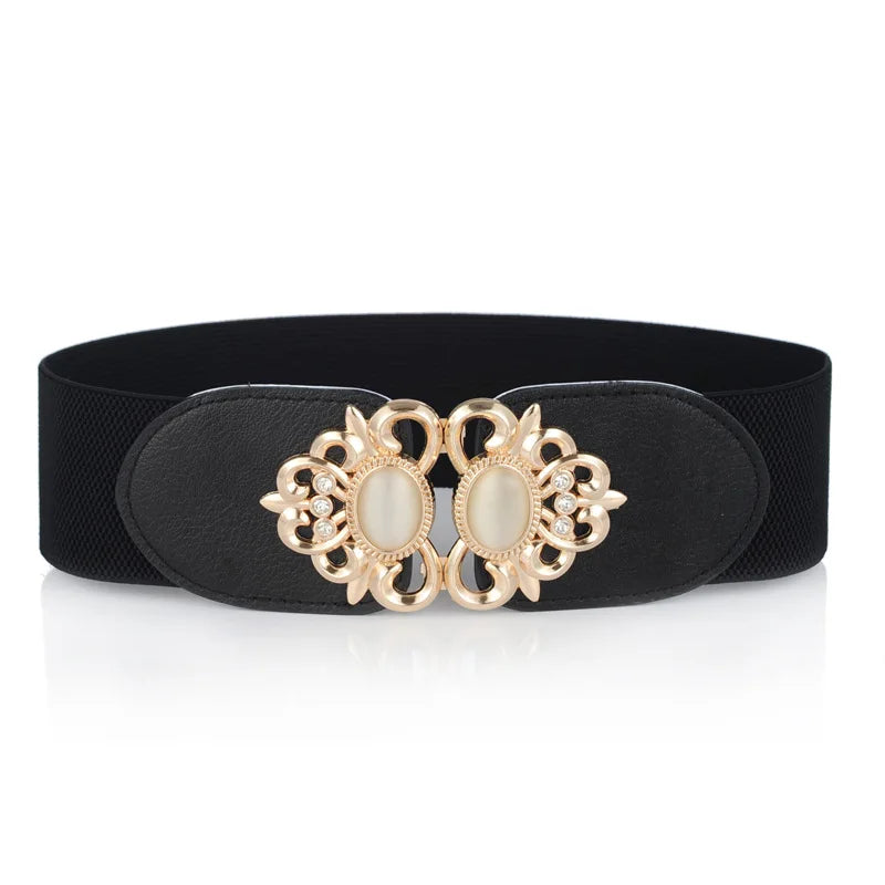 65 Style New Korean Windbreaker Elastic Wide Women Waistband a Variety Alloy Buckle Retro Belt All-Match Dress Women Accessory