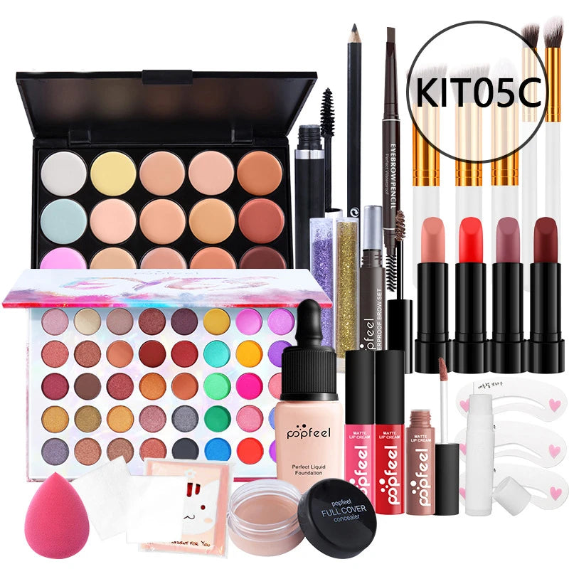 20 Styles Makeup Set Eyeshadow Lipstick Eyebrow Pencil Lip Gloss Makeup Brush Powder Nail Polish With Makeup Bag Cosmetics Kit - My Store