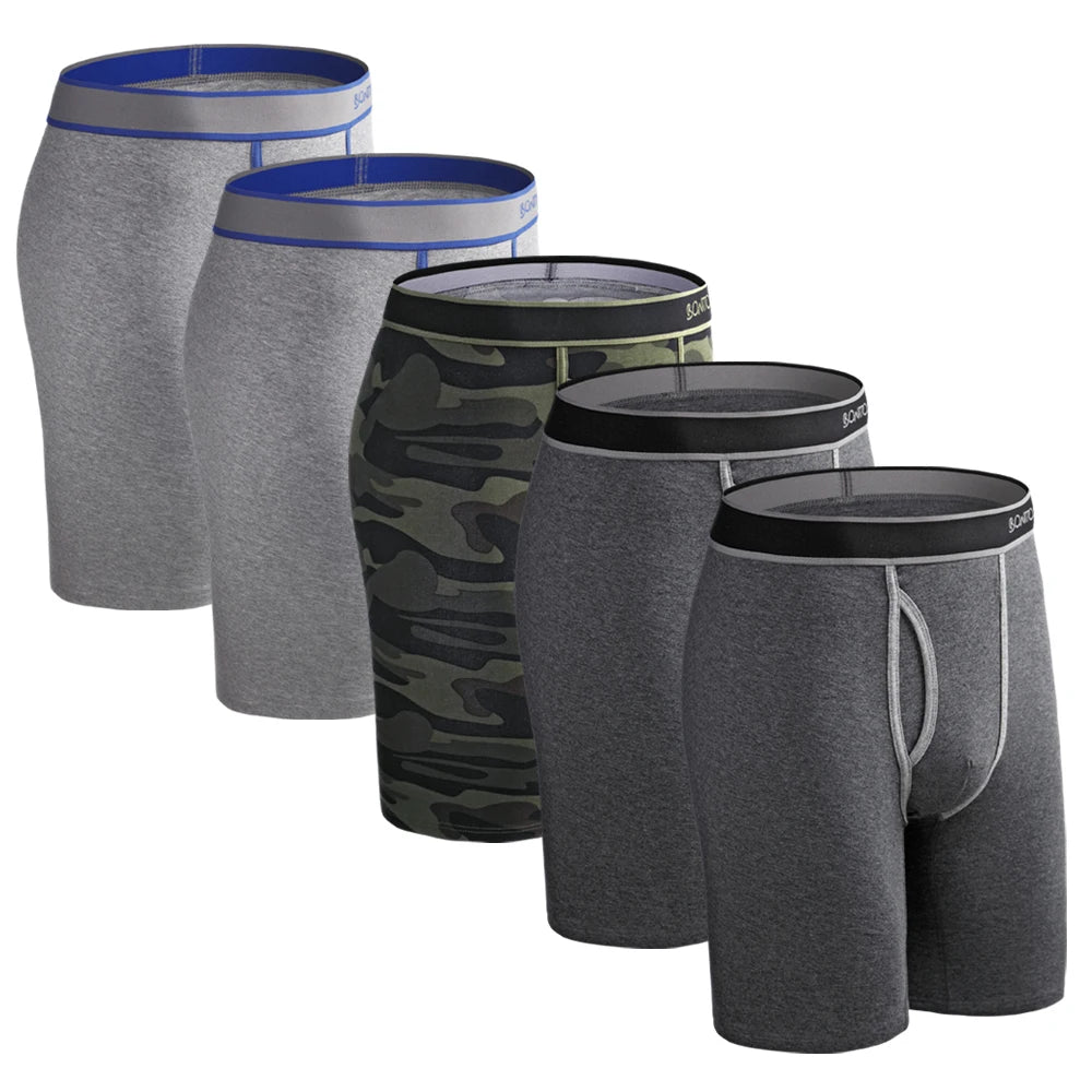 5pcs Long Boxer Mens Boxer Shorts Men Underwear Cotton Brand for Mens Underware Boxers Sexy Boxershorts Underpants Under Wear