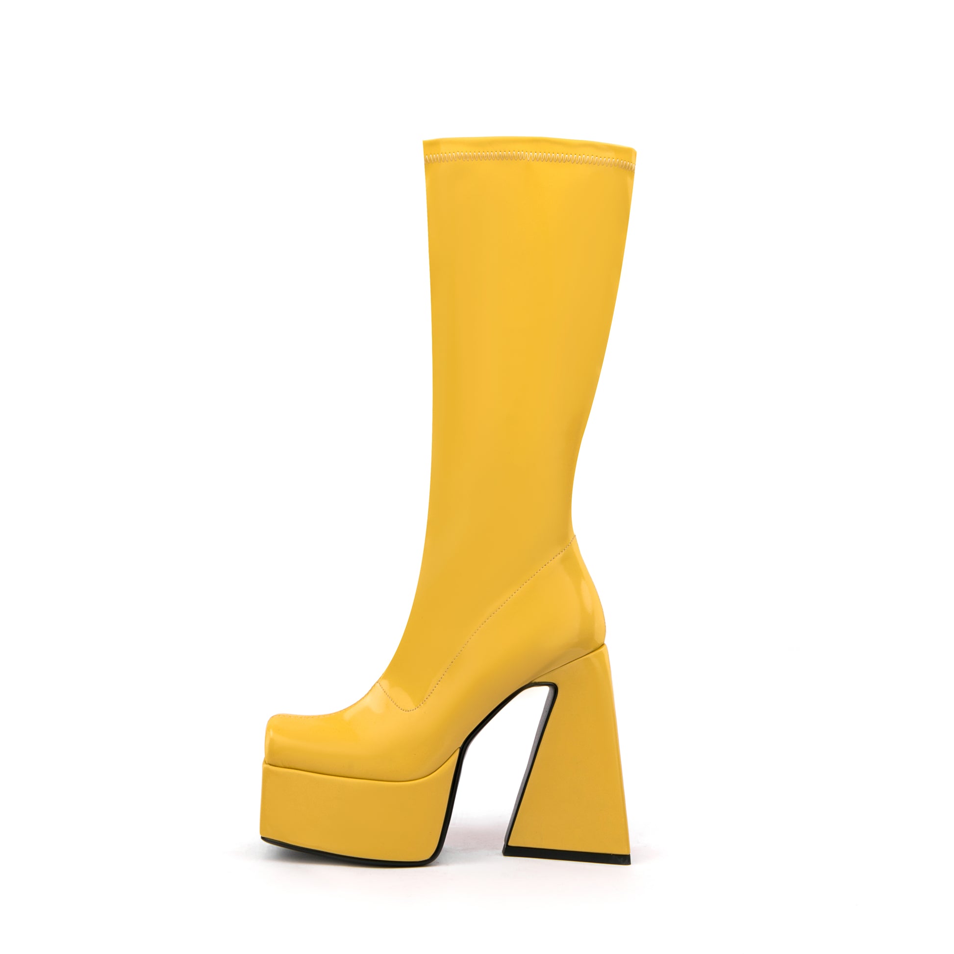 Women Boots High Heels Chunky Platform Big Size 45 Spring Autumn Winter Knee High Boots Zipper Martin Boot Party Shoes