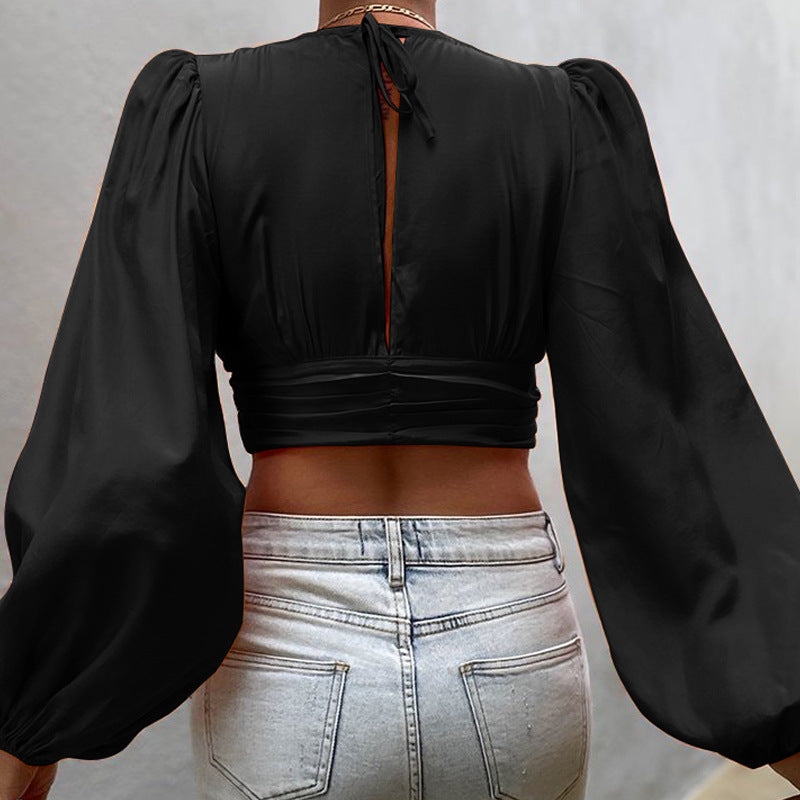 XLL Wholesale Solid Blouse Woman Tops Fashionable V-Neck Blouse T-Shirt Elegant Ladies' Blouses & Tops
