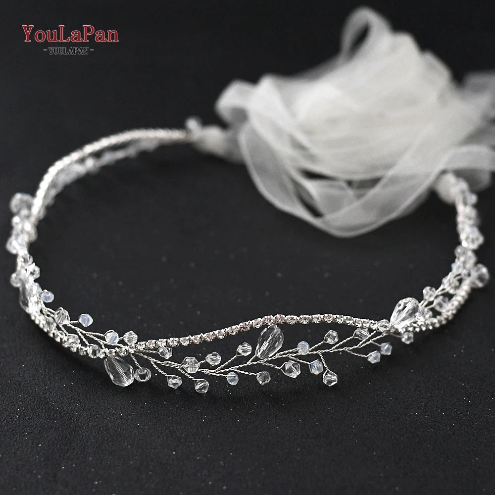YouLaPan Crystal Belt for Wedding Dress Belt Ivory Flower Wedding Dress Sash Belt Silver Belts for Women Waist Band SH93