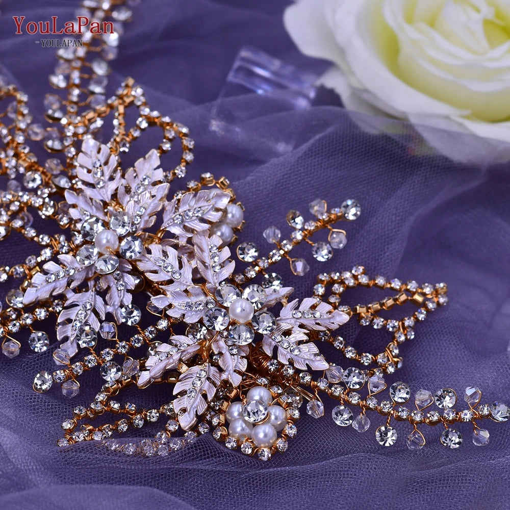 YouLaPan HP254 Wedding Hair Accessories Bridal Delicate Wire Headband Women Headpiece Bridal Handmade Crystal Hair Accessories
