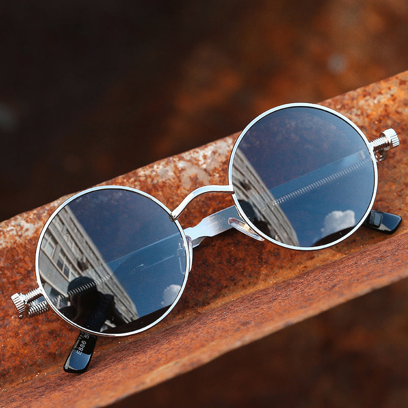 Trendy Steampunk Sunglasses Retro Fashion Men Women Luxury Sunglasses Fashion Round Sunglass