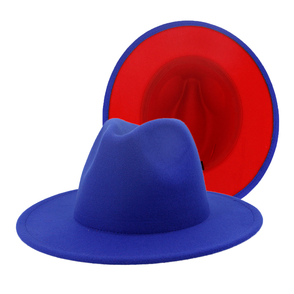 Fedora Hats Women Wholesale Felt Fedora Hats for Men Two Tone Hat Different Color Brim Fedora