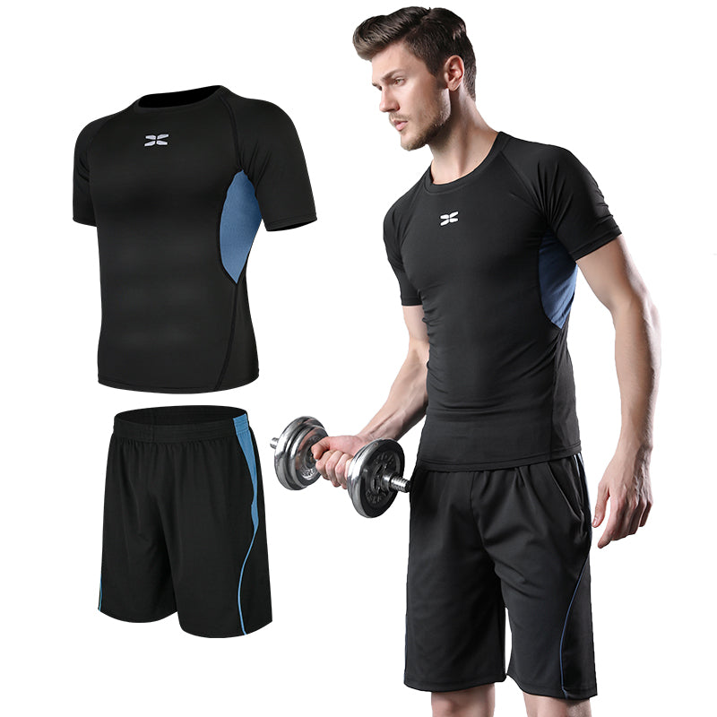 Men's Lightweight Training Fitness Sports Suit Customizable Summer Sweater Trousers Two-Piece Set Wholesale Track Suits for Mens - My Store
