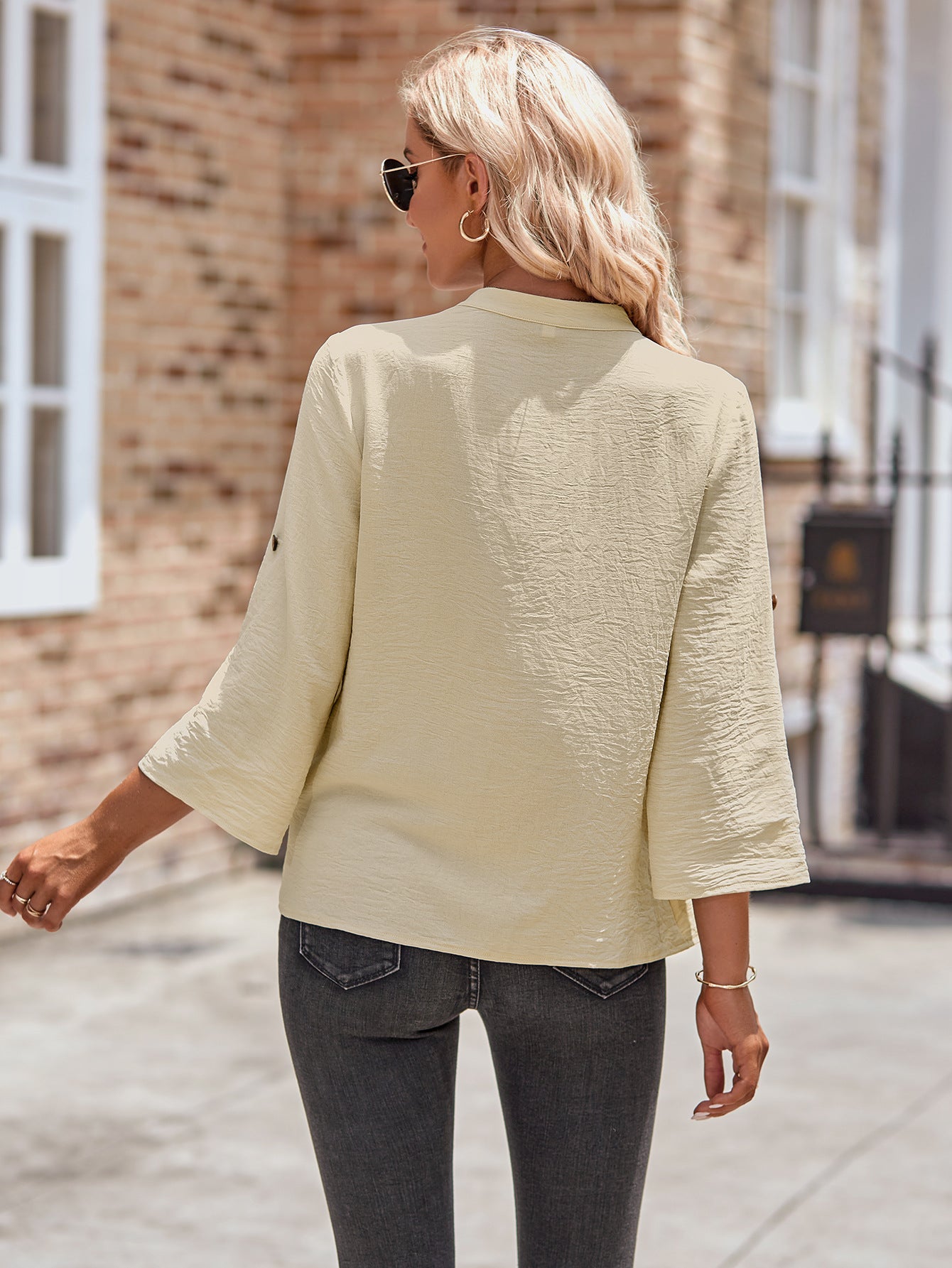 Top Trending Products 2024 Women Clothes Casual V-Neck Long-Sleeved Blouse Shirt Fashion Women's Blouses
