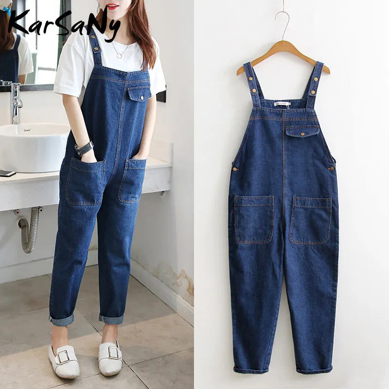 KarSaNy Denim Overalls Jeans Women Jumpsuit Mom Denim Jeans Woman Casual Blue Jean Overalls for Women Elegant Autumn