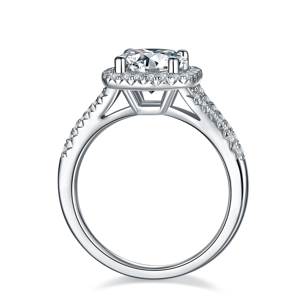 SGARIT Jewellery Round Gold Plated 925 Sterling Silver 2ct Pave Setting Moissanite Ring Jewelry