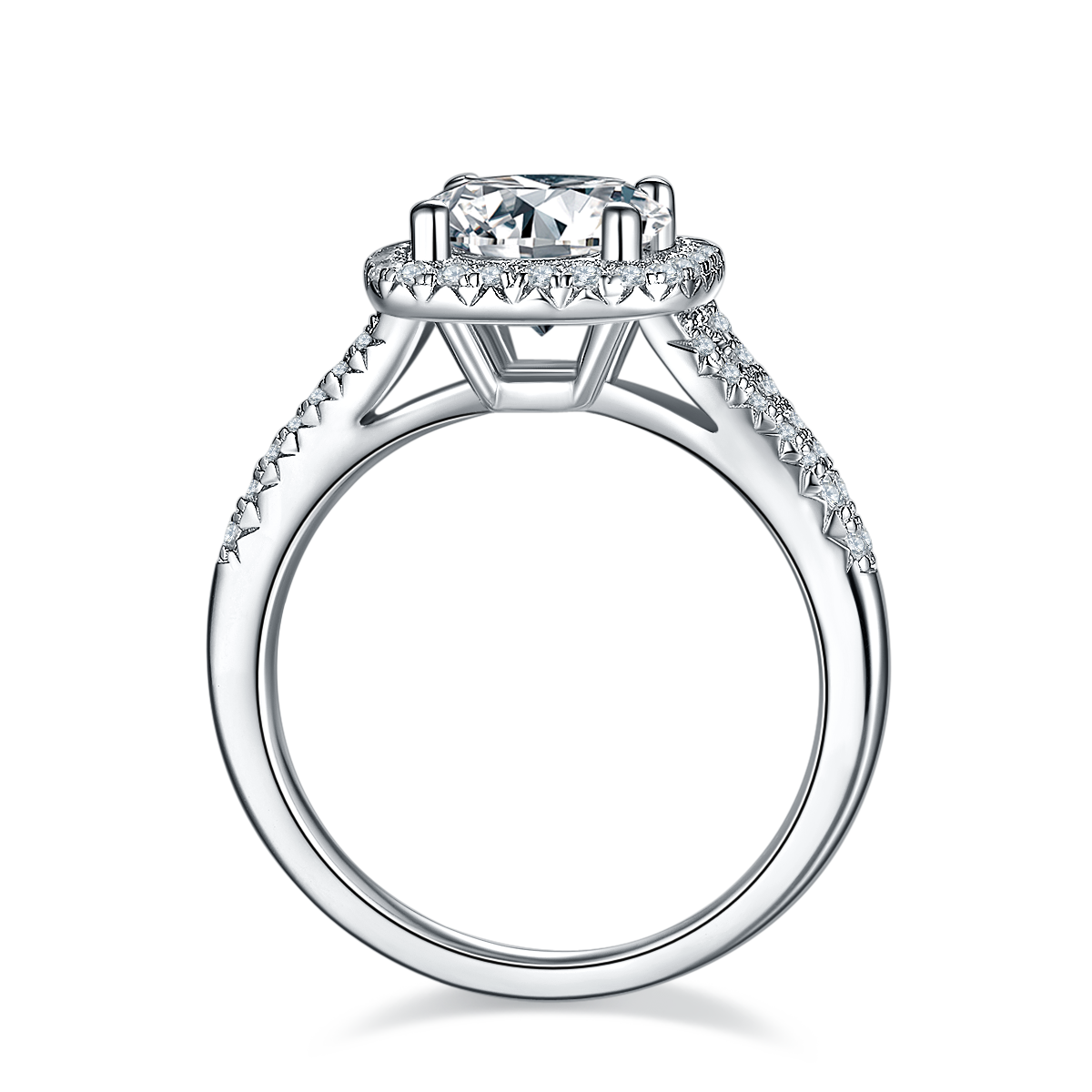 SGARIT Jewellery Round Gold Plated 925 Sterling Silver 2ct Pave Setting Moissanite Ring Jewelry