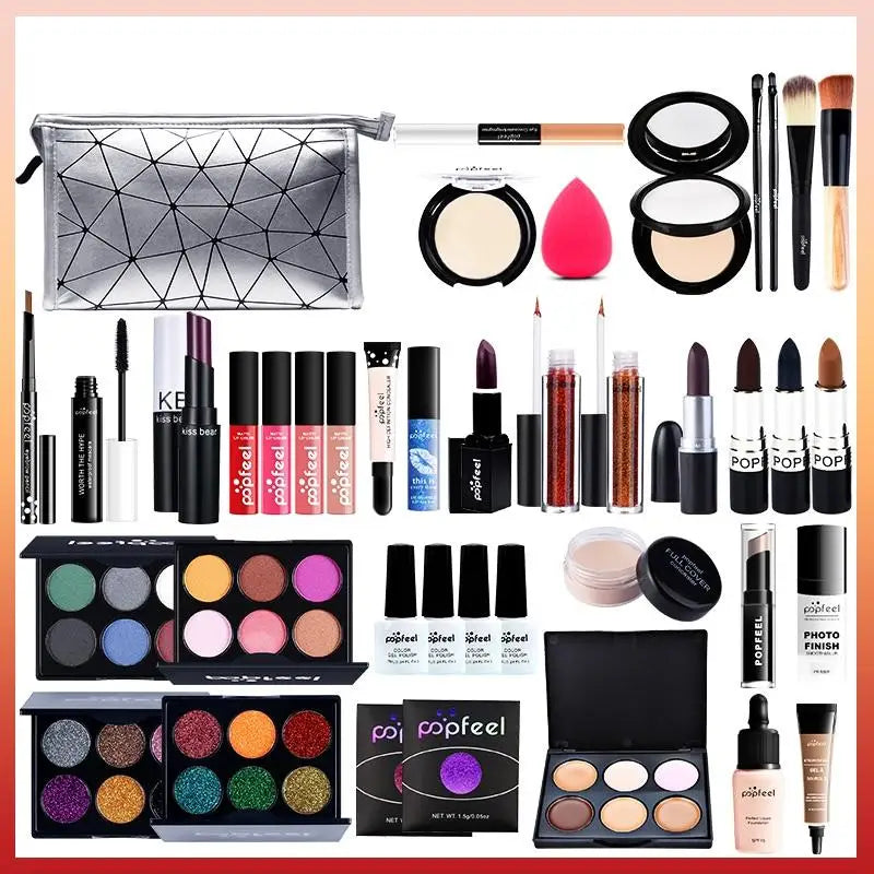 20 Styles Makeup Set Eyeshadow Lipstick Eyebrow Pencil Lip Gloss Makeup Brush Powder Nail Polish With Makeup Bag Cosmetics Kit - My Store