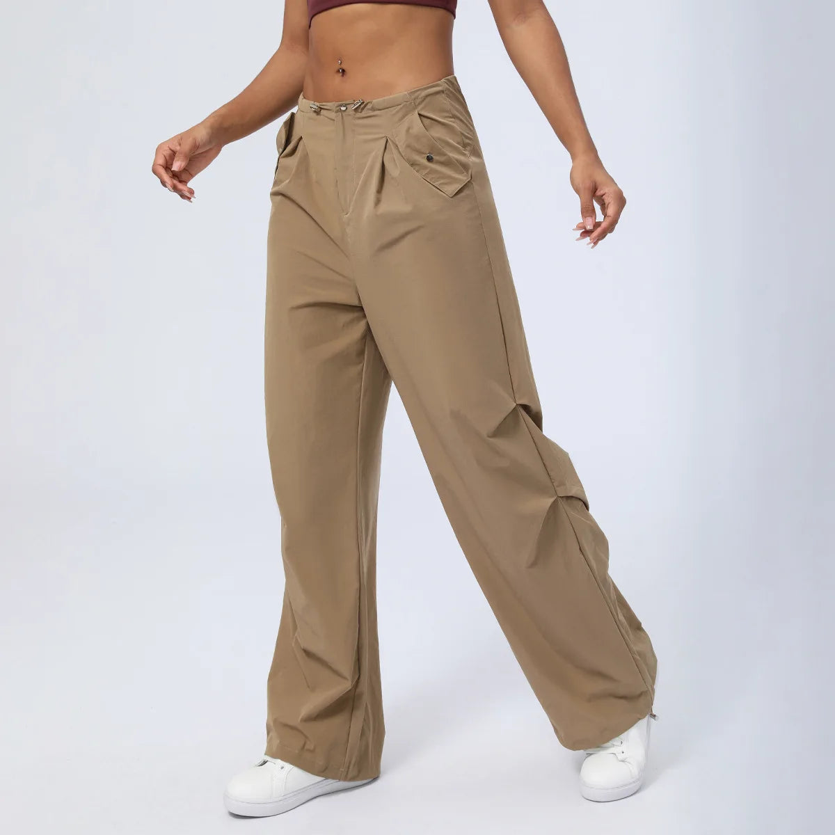 Fashion Quick Dry Sports Pants Custom Women's Clothings Loose Straight Trousers Casual High Waist Cargo Pant Women Pants