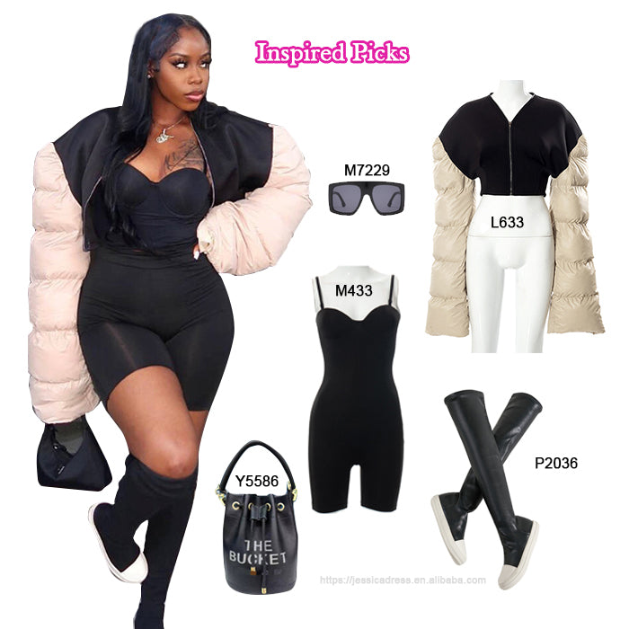 L633-Winter Clothes for Women Patchwork Womens Puffer Coats Jackets Bubble Coat
