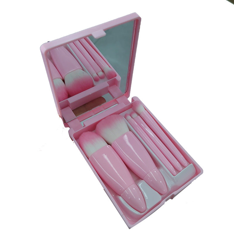 2025 New Product Mini Portable Makeup Brushes 5pcs Travel Makeup Brush Set With Makeup Mirror - My Store