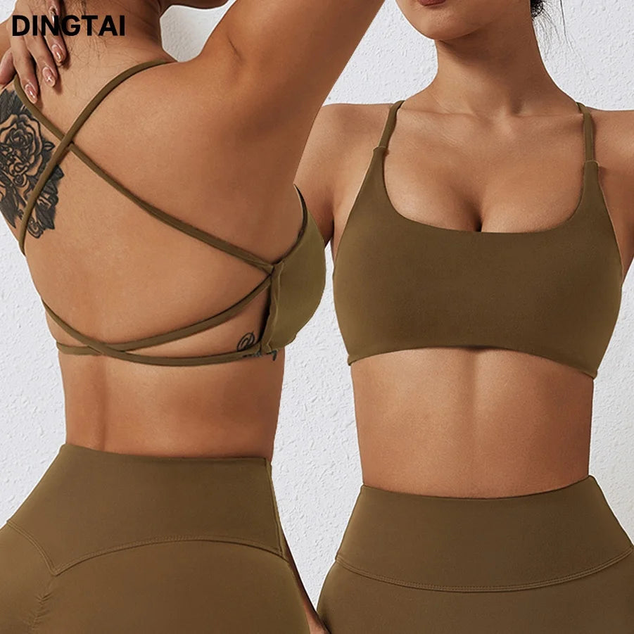 Hot Sex Girl Women Gym Activewear Sports Bra Gym Yoga Sports Bra Mint Crossed Back Tops