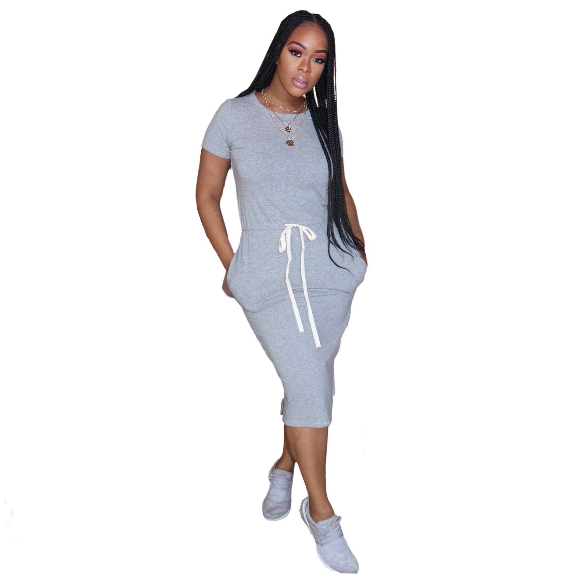 New Arrivals Women Dresses Summer Clothing Casual+Dresses Midi T Shirt Dress