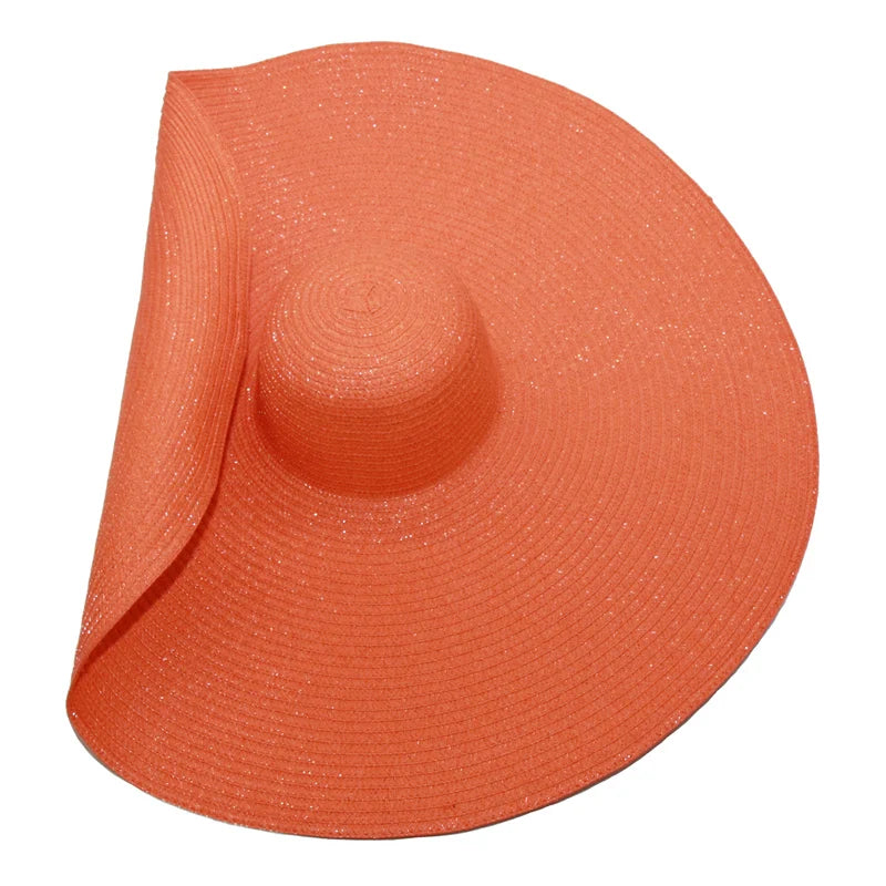 Super Bigger Brim Wide Straw Hats for Women Foldable Paper Beach Hat Summer Sun UV Hats Stage Cap Dropshipping Wholesale