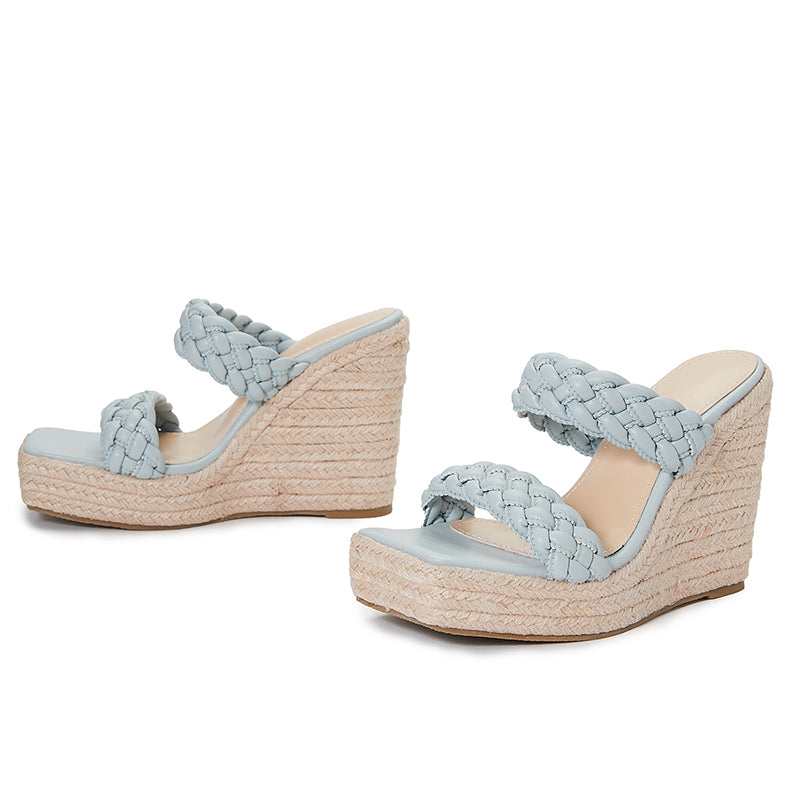 Latest Women's High-Heeled Woven Slippers Breathable Flat Sandals for Summer Height Increasing and Anti-Slippery Features