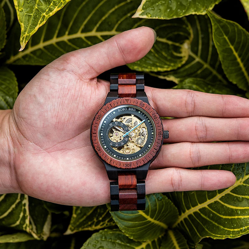 Mechanical Automatic Watches Fashion Luxury Wood Art Design Unique Design Material Traceability Watches Casual Waterproof Watch