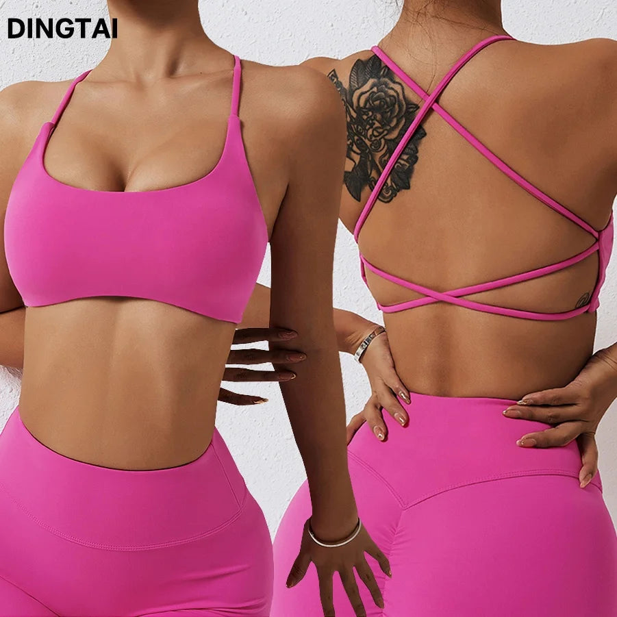 Hot Sex Girl Women Gym Activewear Sports Bra Gym Yoga Sports Bra Mint Crossed Back Tops