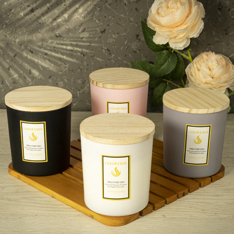 Private Label Soy Wax Candles Candle Jars With Wooden Lids Luxury Scented Candles