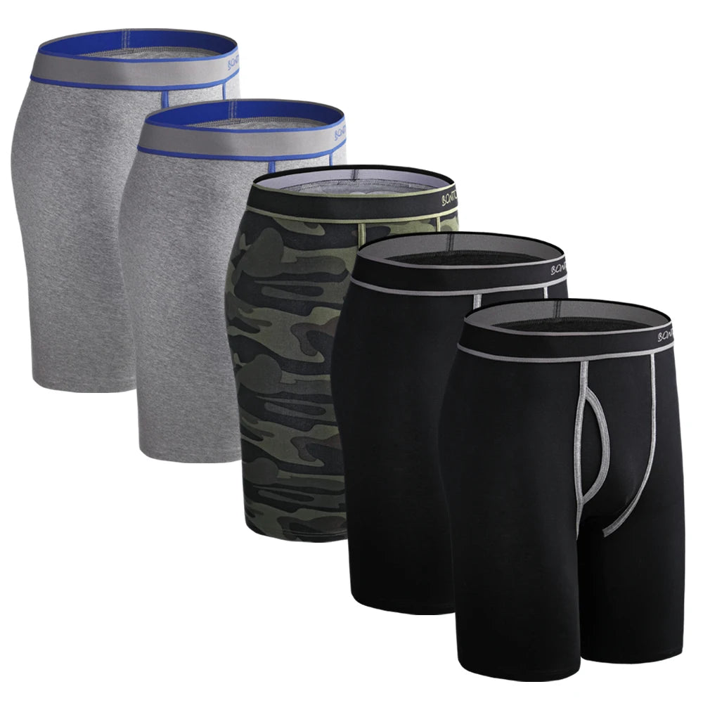 5pcs Long Boxer Mens Boxer Shorts Men Underwear Cotton Brand for Mens Underware Boxers Sexy Boxershorts Underpants Under Wear
