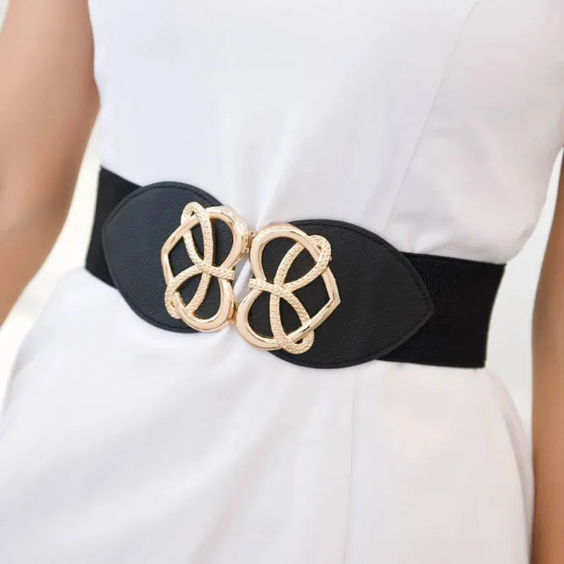 65 Style New Korean Windbreaker Elastic Wide Women Waistband a Variety Alloy Buckle Retro Belt All-Match Dress Women Accessory
