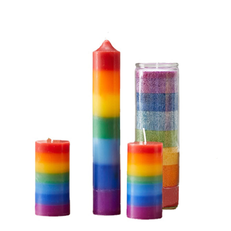 FABHOME Wholesale Scented Cute Candles Luxury Chakra Candle Tapered Pillar Rainbow Candles for Gift