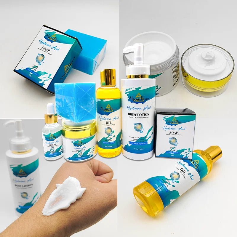 Private Label 5pcs Skin Care Products Turmeric Collagen Anti-Aging Face & Body Skin Whitening Cleansing Soap Skin Care Set