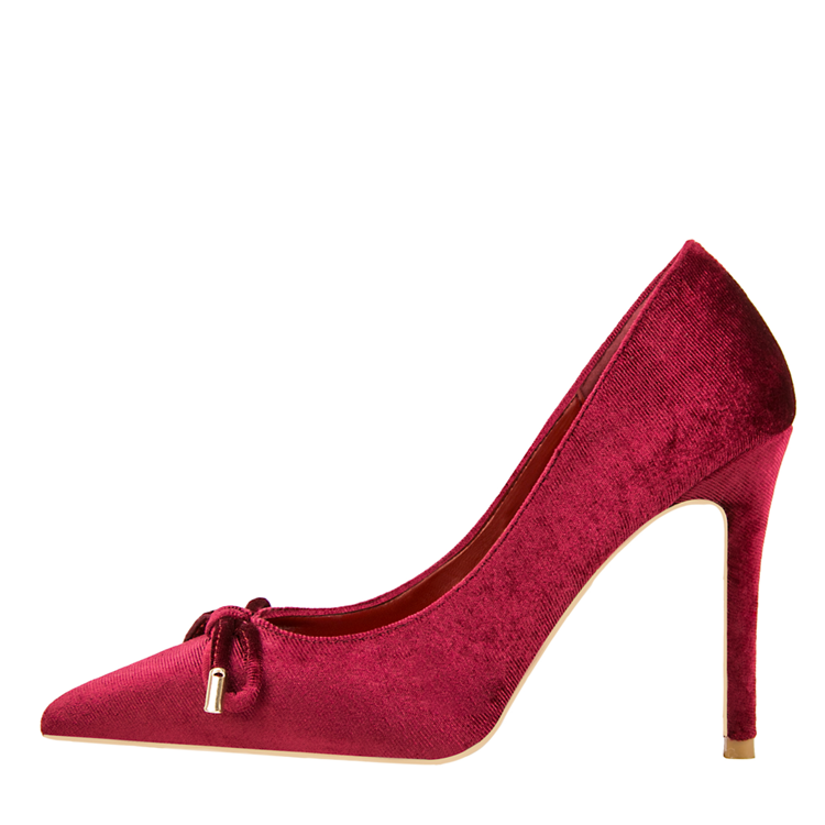 Velvet Slim Heel With Purely Pointed Toe Bowhigh Heels