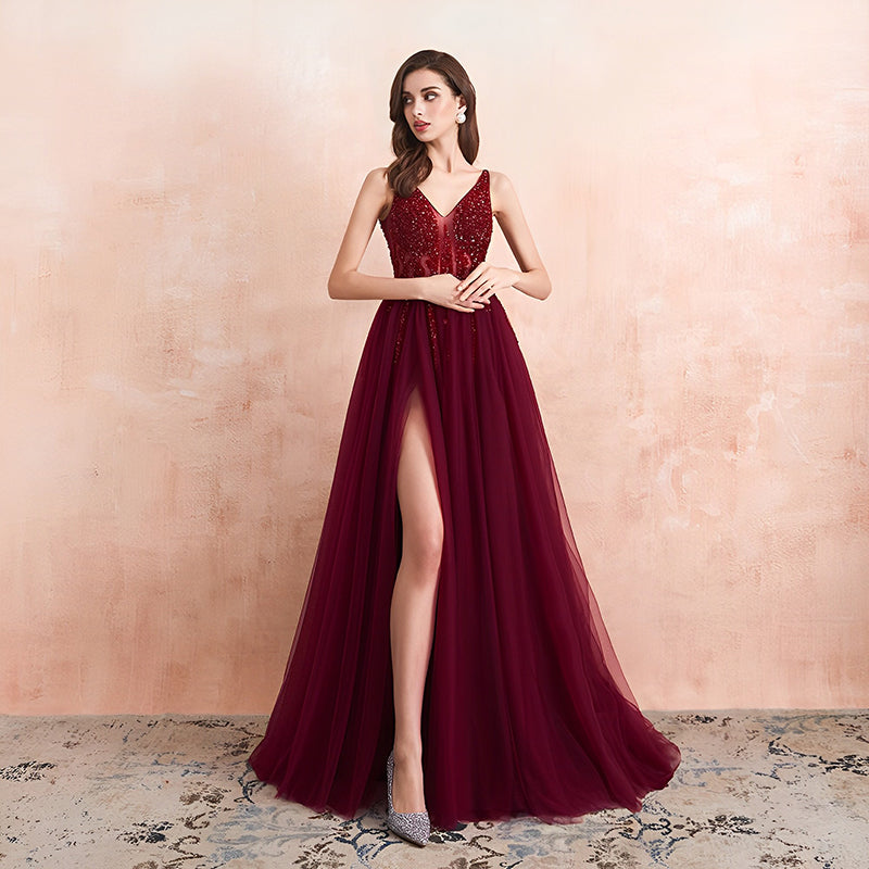 Sleeveless Red Bridesmaid Dress Lace Romantic Bridesmaids Sexy Fashion Wedding Dresses for Bridesmaid - My Store