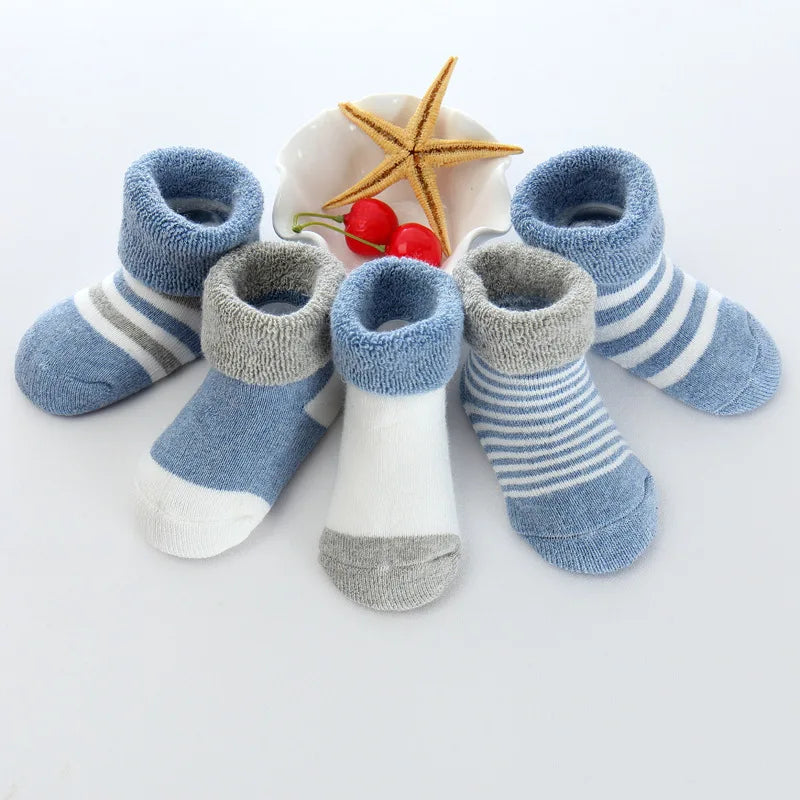 5PCS Newborn Baby Socks Unisex Wool Cotton Baby Girl Boy Socks 0-12 Months Baby Accessories