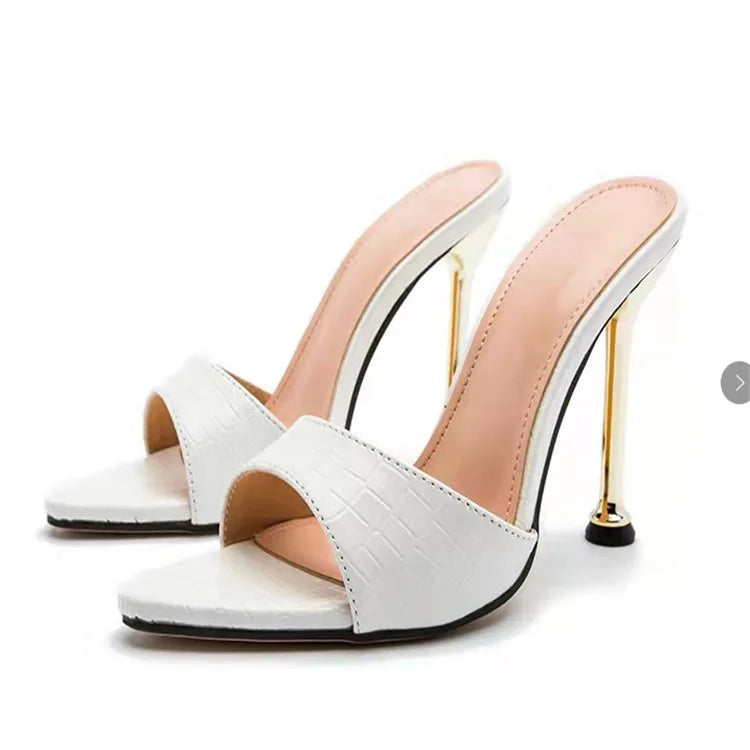 Snakeskin Pointed Toe Stiletto Heels Beautiful Mature Sexy Women High Heel Sandals