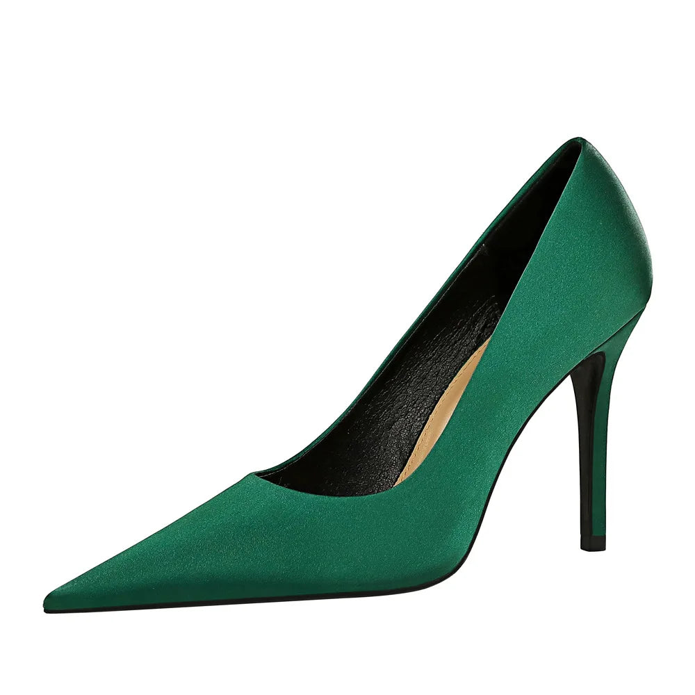 34-43 Fashion Slim Heel Shallow Mouth Pointed Head Sexy Nightclub High Heels Minimalist Super High Heels