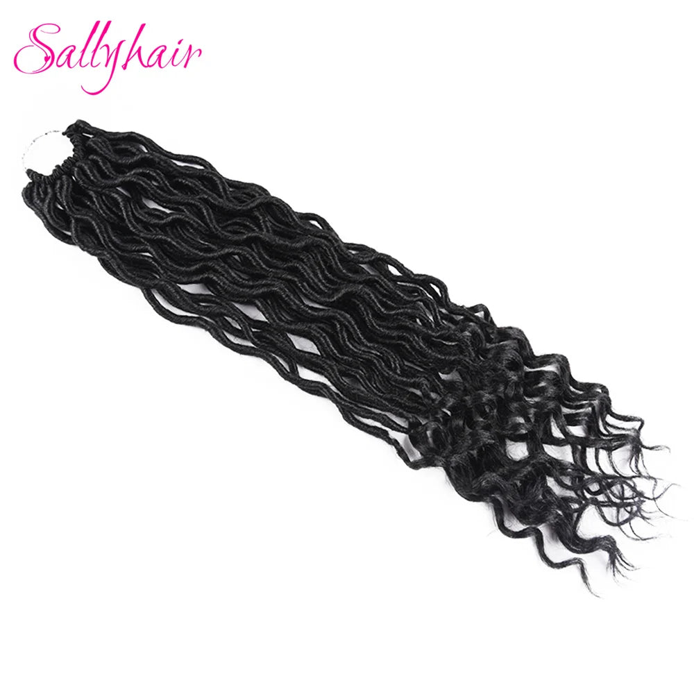 Sallyhair 24 Strands/Pack Faux Locs Curly Crochet Braids Hair Extension 20inch Synthetic Ombre Braiding Hair Purple Loose End