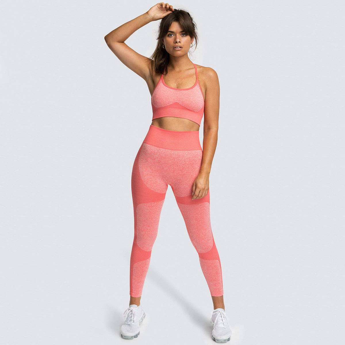 Women Seamless Activewear Fitness Gym Wear Sportswear Crop Top Leggings Yoga Bra Set