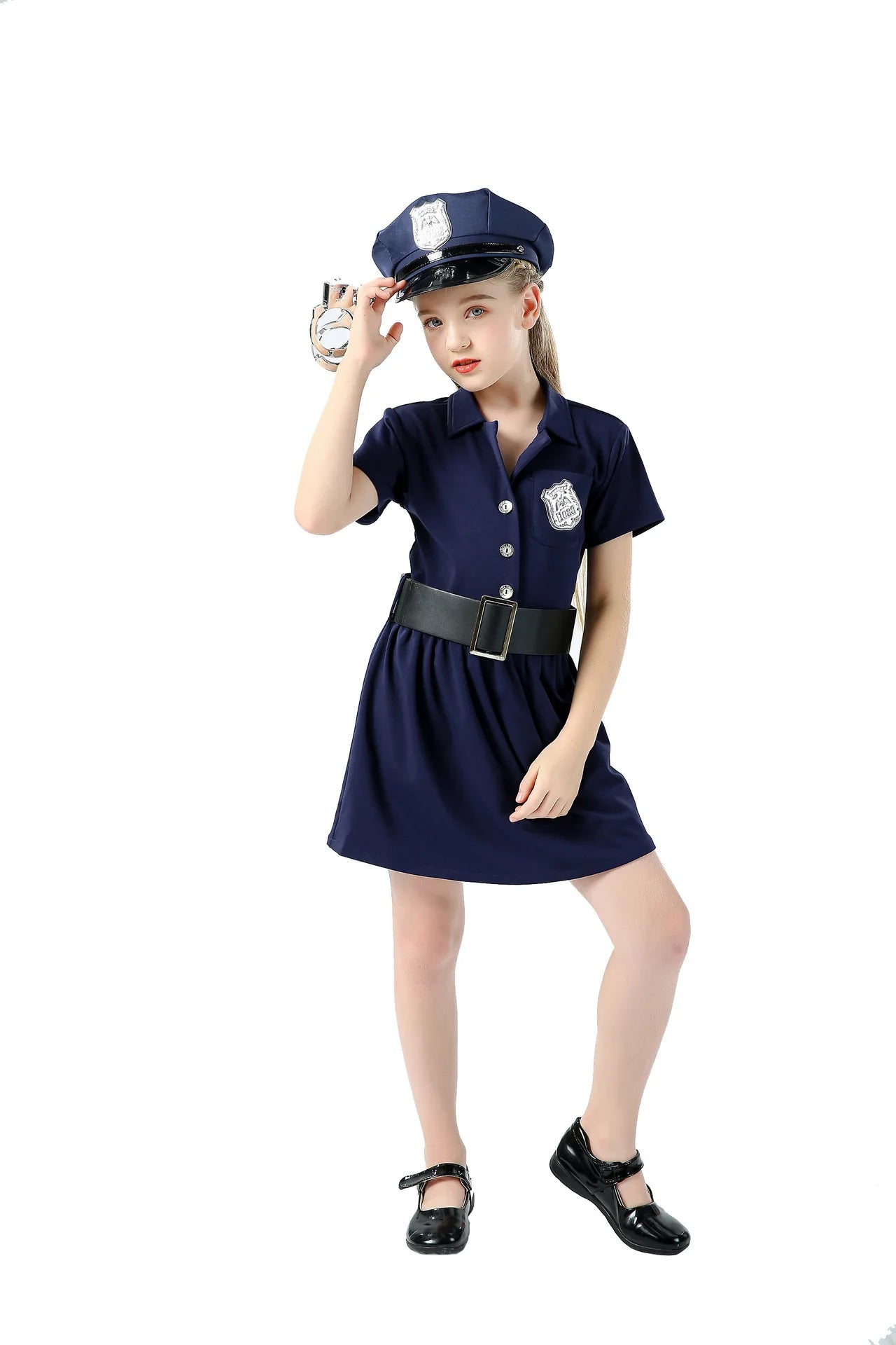 Black Cat Sheriff Kindergarten Performance Cosplay Stage Costume Children's Police Uniform Polyester Unisex for Children